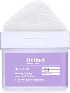 DERMAL Retinol Bakuchiol Péptido Toner Pads 120ct, algodón elástico