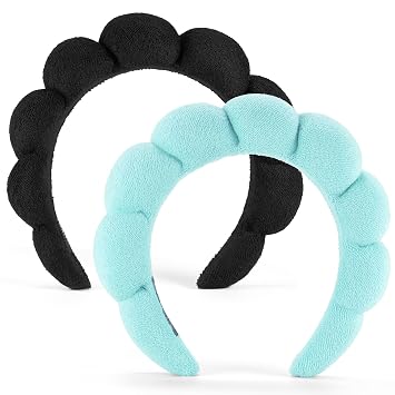 Ztomine Diademas de Spa para Lavar la Cara o Facial, Juego de 2 Diademas para el Cuidado de la Piel, Diadema de Tela de Rizo Paquete Combinado de Lavado - Lavado de Maquillaje Esponjoso, Máscara