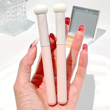 2 small mushroom head makeup ball round head white latex free sponge, soft mushroom head basic brush set, multi-function concealer cream brush set, sponge head, portable makeup brush