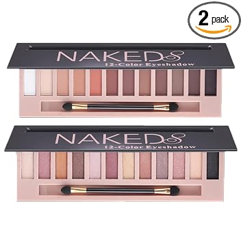 BOLOPER Paquete de 2 paletas de sombra de ojos de 12 colores de maquillaje, color nude, natural, mate, brillante, pigmento, juego de paletas, impermeable, ahumado, kit de maquillaje de belleza