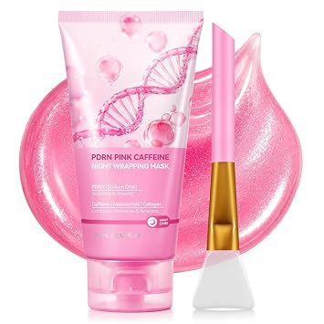PDRN Máscara de envoltura nocturna de cafeína rosa - Mascarilla facial de