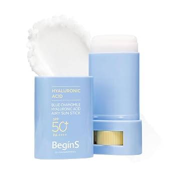 BeginS - Barra solar Airy con ácido hialurónico | SPF 50+, protector solar ligero