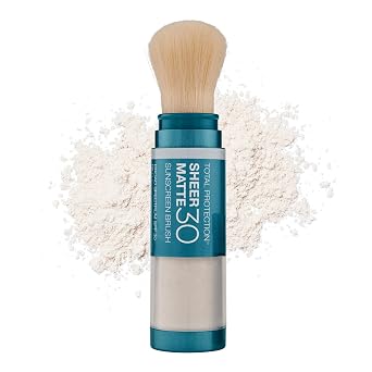Colorescience Total Protection Sheer Matte SPF 30 Cepillo de protección solar para piel grasa y propensa al acné, sin perfume, 0.15 onzas, polvo