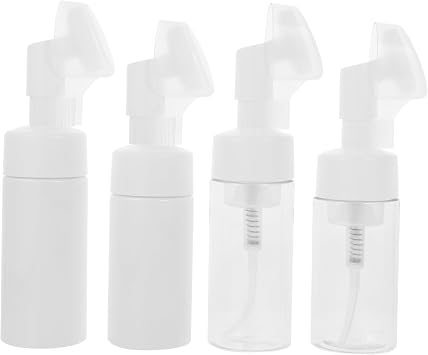 4 unids Botella de limpieza Mousse Viaje Cosméticos Recipientes Bomba Botella Cepillo de masaje con botella Botella de burbujas Loción Dispensador Botella Botella de lavado corporal Envase