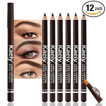 FeiCuiYun 6 piezas de lápices de cejas para mujeres, lápiz de cejas y delineador de ojos de núcleo duro marrón oscuro, impermeable y resistente al sudor de larga duración, lápiz de cejas para