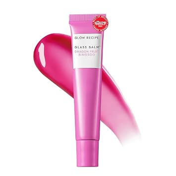 Glow Recipe Tratamiento labial de bálsamo de vidrio – Bálsamo labial hidratante e hidratante 12 horas con ácido hialurónico para suavizar, rellenar y proteger de la sequedad, acabado de alto brillo – Dragonfruit Bingsoo (0.5 fl oz)