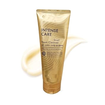 Intense Care Gold - Limpiador de espuma de caracol de 24 quilates, limpiador facial coreano, lavado facial diario, 5.1 fl oz