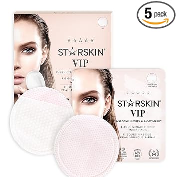STARSKIN Mascarilla 7 Seconds para todo el día, 5 almohadillas, almohadillas de tóner coreano 7 en 1 para hidratación instantánea y piel refrescada, todo tipo de piel, exfoliante y cuidado de poros