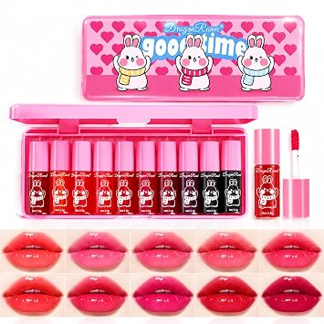 Tinte de labios de 10 colores, tinte de labios de larga duración, impermeable, juego de brillo de labios
