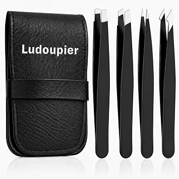 LUDOUPIER [4 piezas+1] Juego de pinzas con estuche de viaje para mujeres y