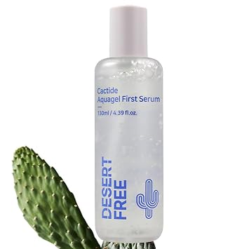 Desert Free Cactide Aquagel First Serum 4.4 fl oz – Cuidado de la piel coreano péptido colágeno hidratante tóner y suero | Gel hidratante facial todo en uno con extracto de cactus + complejo Centella