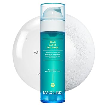 MAXCLINIC [K-Beauty] Aceite de Tanaceto Azul a Espuma - Limpiador Facial Coreano Todo en Uno a Base de Aceite Espumoso - Control de Exceso de Sebo y Aceite - Aceite de Limpieza Profunda de Maquillaje