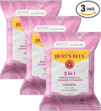 Burt's Bees Toallas faciales micelar de agua de rosas, 30 unidades