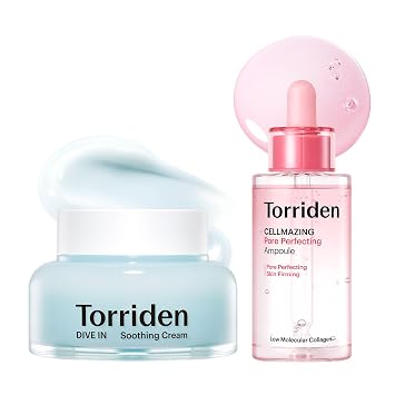Torriden DIVE IN Crema calmante de ácido hialurónico 3.4 fl oz (3.38 fl. oz) + ampolla perfeccionadora de poros CELLMAZING 1.0 fl oz (1.01 fl. oz)