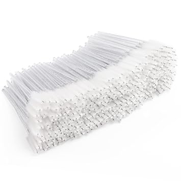 300 varitas de rímel desechables, cepillo de carrete de cristal para extensiones de pestañas, cepillos de cejas para pestañas, kit de maquillaje aplicador de pestañas (blanco)