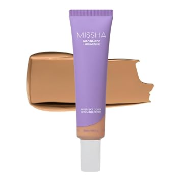 MISSHA M PERFECT COVER SERUM BB CREAM No.33 Tan -Tan con tono cálido, BB Cream de Cardi B Pick, tinte para la piel, crema hidratante con tinte, maquillaje base para el cuidado de la piel, maquillaje