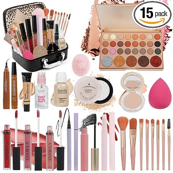 Kit de maquillaje profesional todo en uno, paleta de sombra de ojos de 40 colores, base, corrector, contorno, brillo de labios, juego de 20 brochas para mujeres y adolescentes, regalo ideal