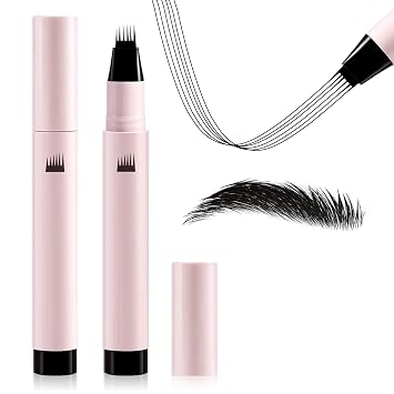 Boobeen Lápiz de cejas Microblading de 6 puntas, lápices de cejas impermeables para mujeres para crear sin esfuerzo trazos naturales similares al cabello, bolígrafo para cejas de uso durante todo el