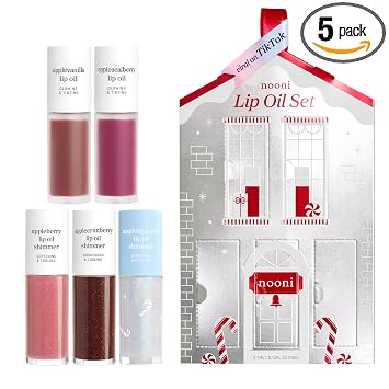 NOONI Lip Oil Set 5EA - 2026 Holiday Limited Tinted Plumping Lip Gloss