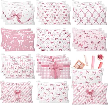 30pcs rosa arco maquillaje bolsa coqueta cosméticos bolsas para