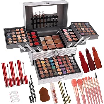 UNIFULL Kit completo de maquillaje de 132 colores todo en uno para mujer, kit de maquillaje profesional, juego de regalo de maquillaje para mujeres, niñas y adolescentes, incluye sombra de ojos, lápiz