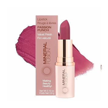 Mineral Fusion Lápiz labial de larga duración, color de labios vívido y sin manchas con aceite de aguacate, manteca de semilla de cacao, libre de colorantes FD&C, parabenos y gluten, Passion Punch