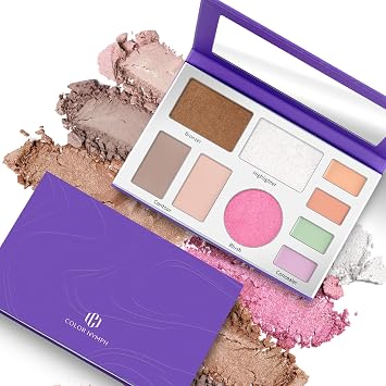 Color Nymph Paleta de maquillaje todo en uno, juego de maquillaje de viaje de 9 colores con corrector iluminador de contorno rubor, paletas faciales multiusos con espejo, vegano y libre de crueldad animal