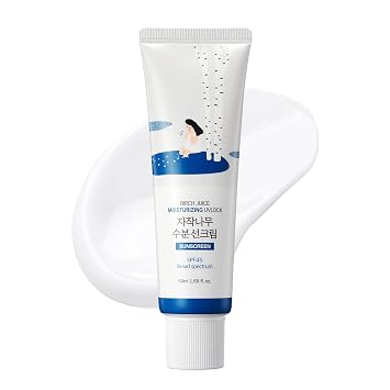 ROUND LAB Birch Juice - Protector solar hidratante UV LOCK SPF 45, 1.69 onzas líquidas, protector solar ligero con brillo similar a una loción hidratante para pieles sensibles, sin residuo blanco, sin