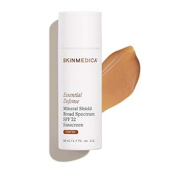 SkinMedica Essential Defense Mineral Shield SPF 32 Protector solar tintado para rostro. Este protector solar facial ligero es ideal para pieles grasas y/o mixtas, nuevo embalaje, 1.7 onzas