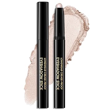Barra de sombra de ojos, brillante, impermeable, larga duración, lápiz de sombra de ojos en crema a polvo, con purpurina, iluminador, de alta pigmentación, delineador de ojos, a prueba de