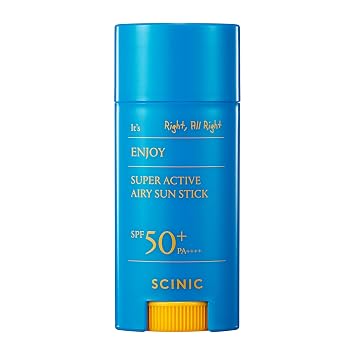 SCINIC Disfruta de la barra solar Airy Super Active SPF50+ PA++++ 0.53oz (15g) | Fuerte protección UV en cualquier momento y en cualquier lugar, luz de aire, transparente | Cuidado de la piel coreano