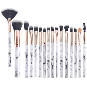 Juego de brochas de maquillaje, 16 piezas, juego de brochas de maquillaje de mármol, base de polvo facial Kabuki sintético de primera calidad, correctores, pinceles de rubor para sombra de ojos