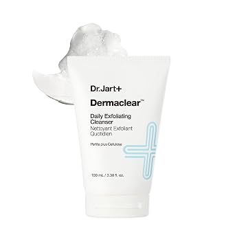 Dr.Jart+ Dermaclear Limpiador exfoliante diario con BHA y beta-glucano, lavado facial coreano para piel grasa, 3.38 onzas líquidas