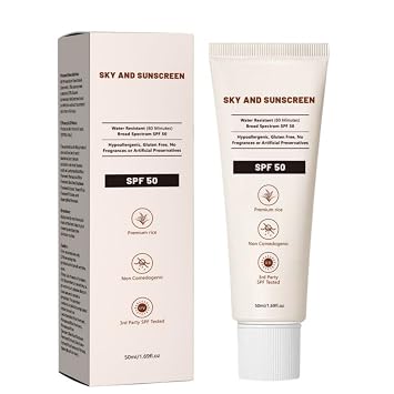 SKY AND - Protector solar coreano orgánico SPF50+, PA ++++ arroz y probióticos, solución coreana para el cuidado de la piel para todo tipo de piel, protección nutritiva de la piel