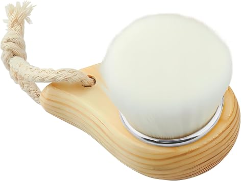 Cepillo de limpieza facial de cerdas suaves para limpieza profunda de poros, cepillo de belleza facial fácil de viajar con mango ergonómico, color marrón
