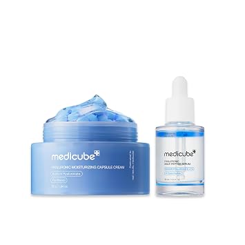 medicube Hyaluronic Moisture Boosting Duo: Crema en Cápsulas de Ácido Hialurónico y Set de Suero Hialurónico | Hidratación Profunda, Retención de Humedad y Cuidado Rellenador para una Piel Suave