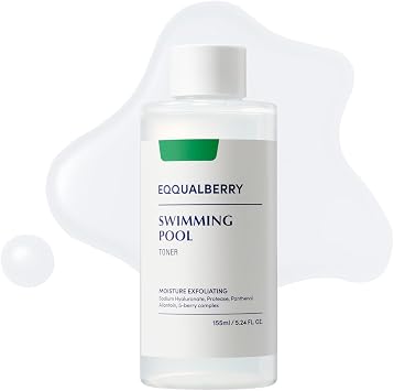 EQQUALBERRY Tónico de Piscina - Tónico Coreano para Exfoliación Diaria e Hidratación Profunda con Enzima Natural Proteasa y Ácido Hialurónico, Para Piel Sensible, 5.24 Fl Oz (155ml)