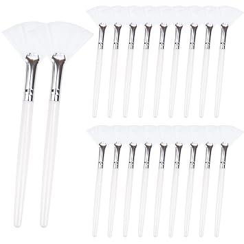20 cepillos de abanico para aplicador facial, cepillo aplicador facial suave para máscara de maquillaje, cepillo aplicador de ácido, cepillo esteticista cosmético para crema de barro, cáscara de maquillaje (blanco)