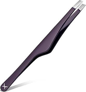 Pinzas inclinadas para mujer, pinzas de precisión para cejas para vello facial, modelado de cejas y aseo de belleza, pinzas ligeras de punta inclinada de acero inoxidable en varios colores (Deep Iris)