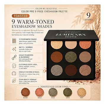 Color Me Beautiful Color Pro - Paleta de sombra de ojos (9 piezas), tostada
