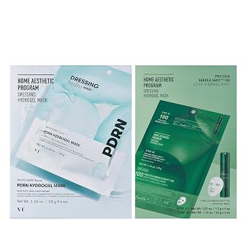 VT COSMETICS PDRN Máscara de hidrogel 4 piezas y Pro Cica Reedle Shot 100 Máscara de hidrogel de 2 pasos 4 piezas
