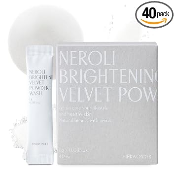 PINKWONDER Jabón en polvo Neroli Velvet (40EA), extracto de Neroli y polvo enzimático de limpieza facial, exfoliante suave, hidratante y brillante, apto para viajes, cuidado de la piel coreano