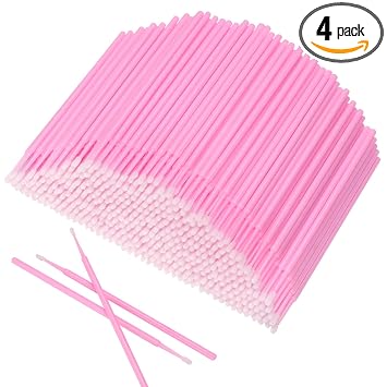 Akstore 600 piezas desechables micro aplicadores cepillo extensión de pestañas aplicadores individuales cepillo de rímel cepillo para maquillaje y limpieza, compatible y cuidado personal (rosa)