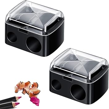 2 sacapuntas delineadores, 2 agujeros, sacapuntas de maquillaje, sacapuntas de maquillaje, delineador de ojos, para delineador de labios, lápiz de cejas, lápices de ojos