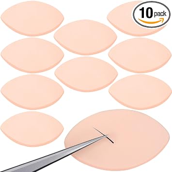 10 esponjas de pestañas para práctica, esponja de práctica de extensión de pestañas en forma de ojos, esponjas de mapa de pestañas, suministros de maquillaje facial para principiantes de pestañas, mujeres, color de piel