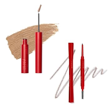 Espoir The Brow Color Fixing Cara #1 Beige and The Brow Balance Pencil #3 Soft Brown | Fácil de dibujar y fijar, de larga duración y a prueba de manchas, maquillaje de ojos coreano