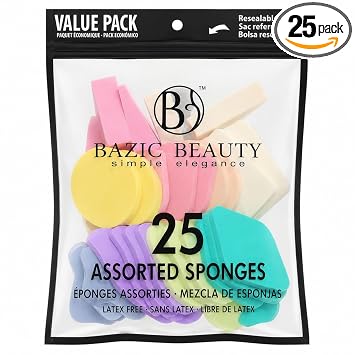 Esponjas de maquillaje surtidas, sin látex, paquete económico, bolsa resellable, 25 unidades