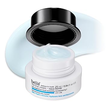 belif Aqua Bomb – Hidratante diario de niacinamida, crema facial ligera y rellenante con ácido hialurónico y escualano, efecto refrescante, cuidado de la piel antienvejecimiento coreano, 0.84 fl oz