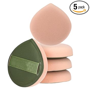 Ymapinc 5 esponjas de maquillaje para cara, esponja aplicadora de maquillaje sin látex para maquillaje natural y fácil, esponja de base suave y reutilizable para líquido, verde