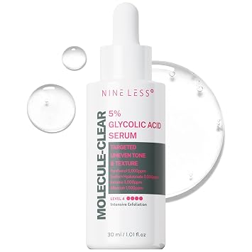 NINELESS Molecule-Clear - Suero de ácido glicólico al 5% – Exfoliante coreano AHA para el cuidado de la piel, refinamiento de textura, pantenol, hialuronato de sodio, alantoína, hidratante, calmante